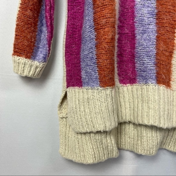 ASOS Moon River Pink & Violet Striped Pullover Hi Low Sweater M - Picture 3 of 5